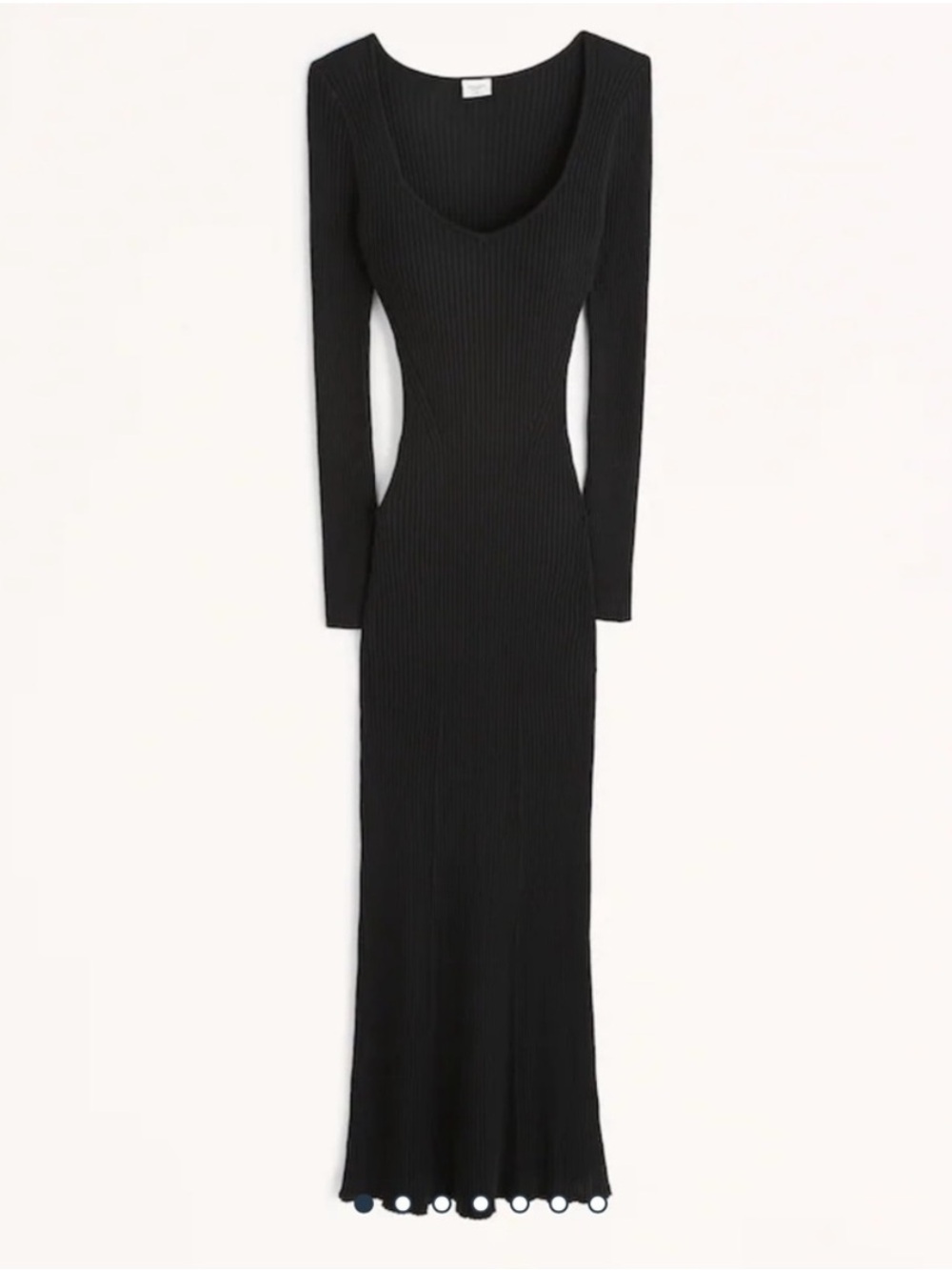 Abercrombie & Fitch Black Ribbed Long-Sleeve Maxi Dress